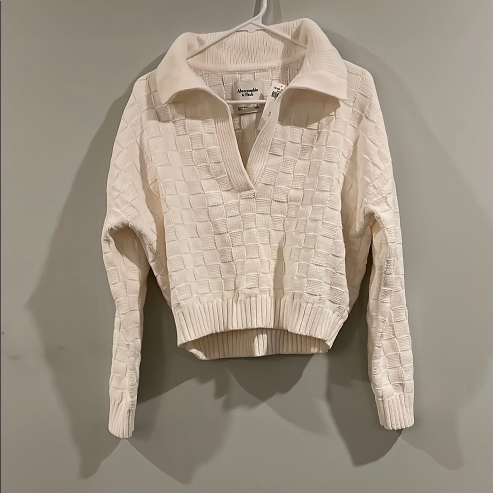 Women's Cream Sweater with Collar